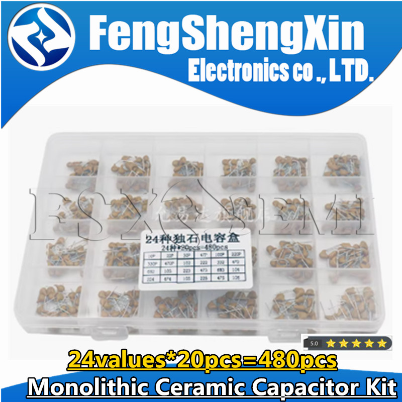 Capacitor Kit Assortment - 24values * 20pcs = 480pcs 50V
