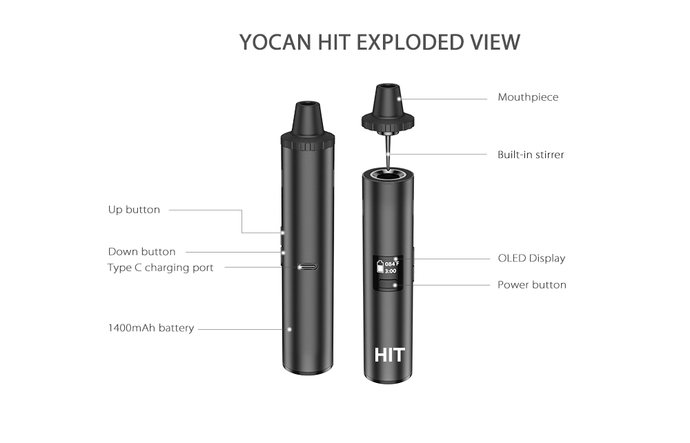 오리지널 Yocan 히트 드라이 허브 기화기 키트, 전 - Diy Vape Electronics 리뷰 및 가격