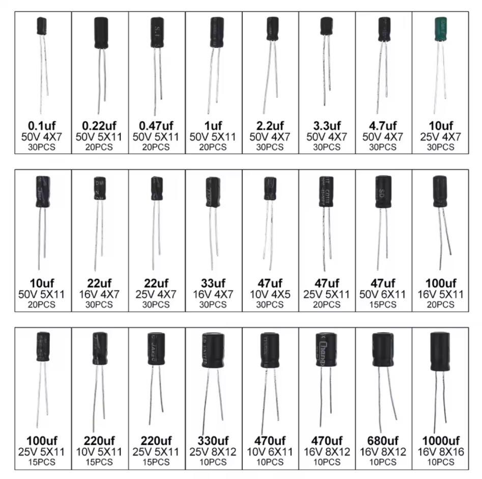 500개/박스 알루미늄 전해 콘덴서 전해 콘덴서 키트  - Capacitor Kit Assortment 리뷰 및 가격