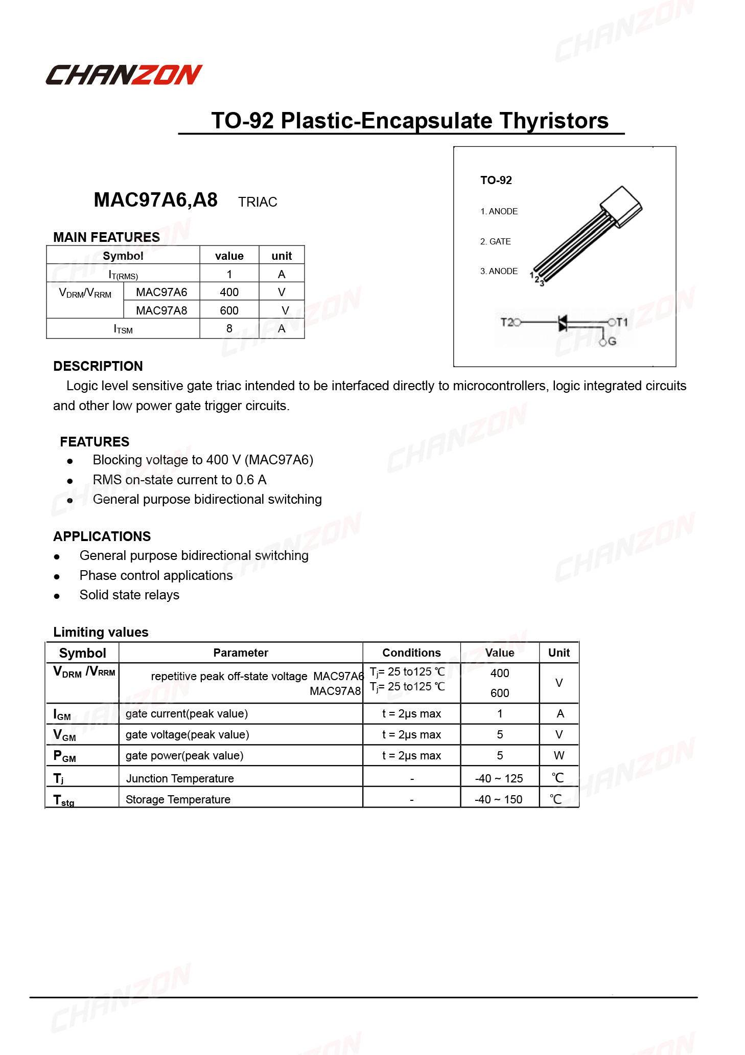 50Pcs MAC97A6 TO-92 Triac SCR  - Diy Electronics For Sale 리뷰 및 가격