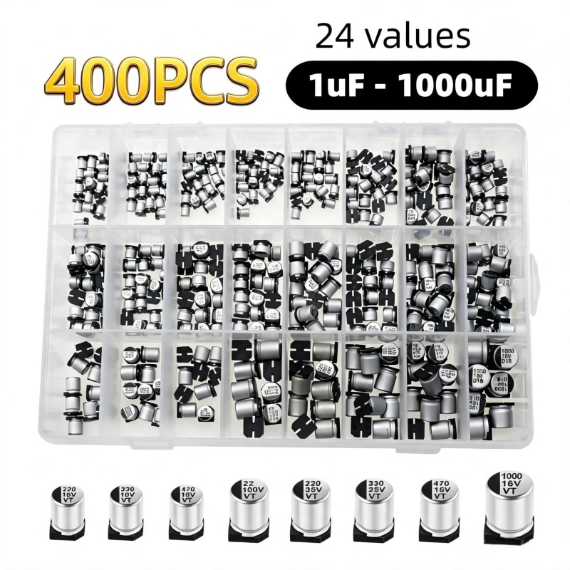 400PCS 24 값 SMD 알루미늄 전해 커패시터 키 - Capacitor Kit Assortment 리뷰 및 가격